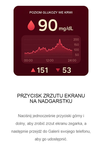 Inteligentny zegarek GLUCOWATCH + 7 pasków (prezent) 🎁✅Poziom glukozy we krwi + kwas moczowy + tętno + nasycenie krwi tlenem + temperatura ciała + funkcja wątroby + funkcja nerek + monitorowanie stanu prostaty✅