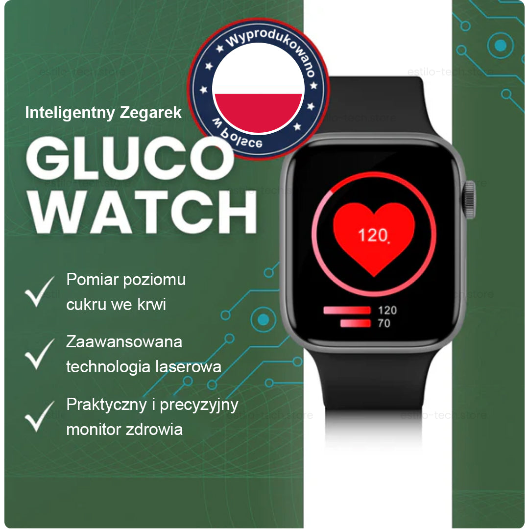 Inteligentny zegarek GLUCOWATCH + 7 pasków (prezent) 🎁✅Poziom glukozy we krwi + kwas moczowy + tętno + nasycenie krwi tlenem + temperatura ciała + funkcja wątroby + funkcja nerek + monitorowanie stanu prostaty✅